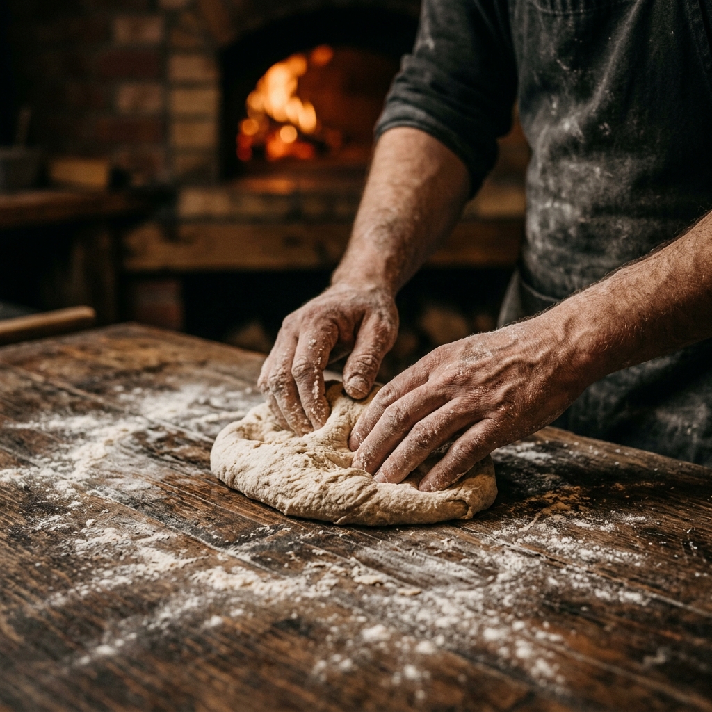Pizzaiolo trabalhando